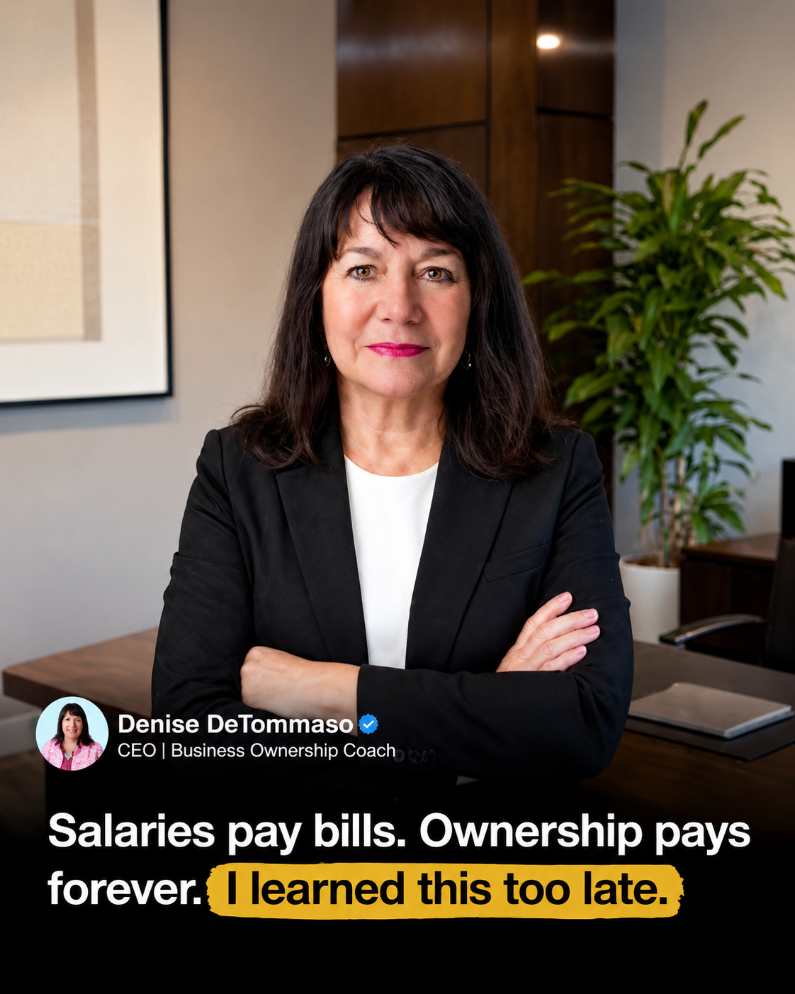 Denise DeTommaso quote — Salaries pay bills. Ownership pays forever.